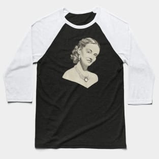 Bette Davis Portrait Drawing Baseball T-Shirt